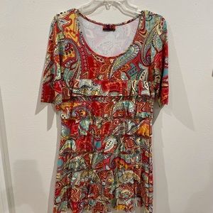 Isle retro print polyester jersey dress